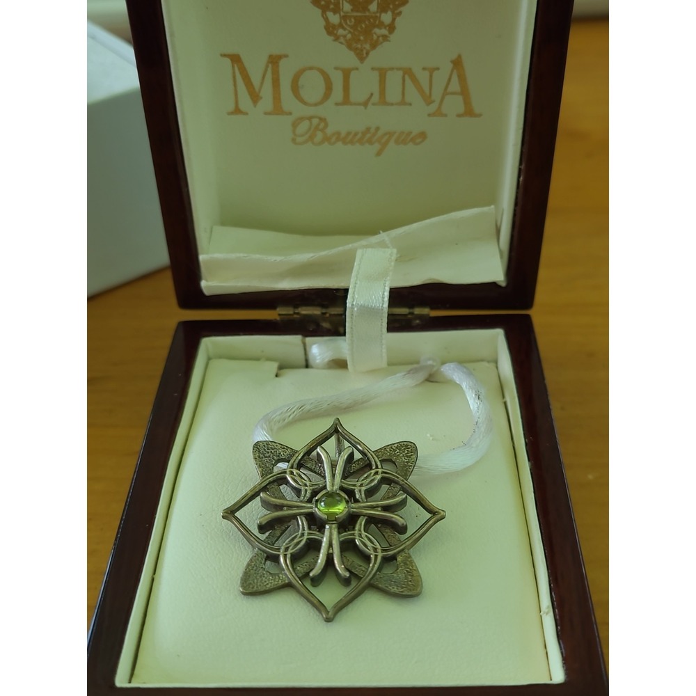 Molina Fine Jewelers Sterling Silver 925 Peridot Pendant Necklace With Box - Picture 2 of 12